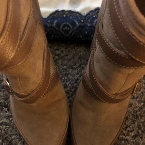 Brown strappy booties